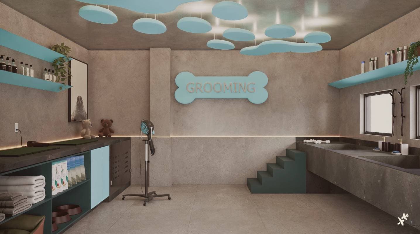 Espaço interno dedicado aos cuidados dos animais
